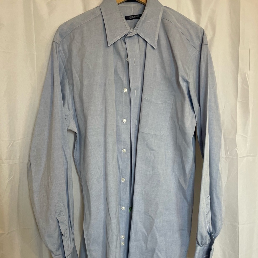 VON MAUR Men’s Dusty Blue Long Sleeve Button Down Cotton 16.5 36